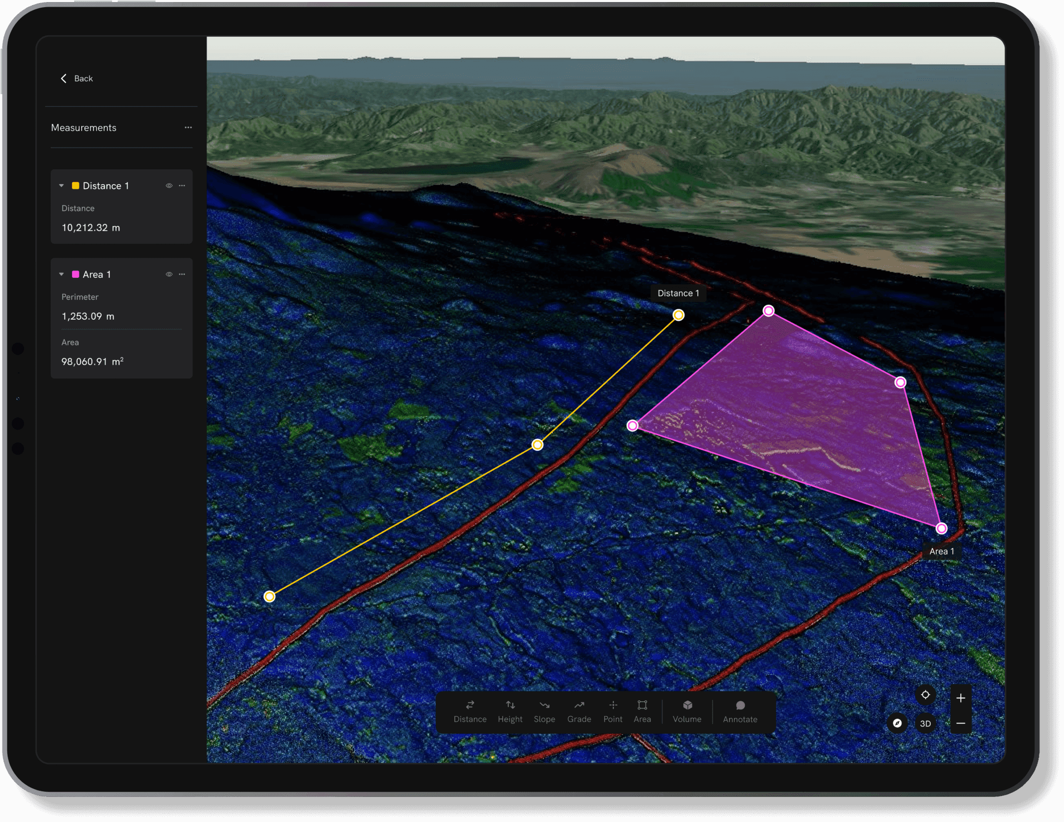 Spatial Project Visualization and Area/Distance Measurement Tool in Spacesium Web Platform on the Landing Page