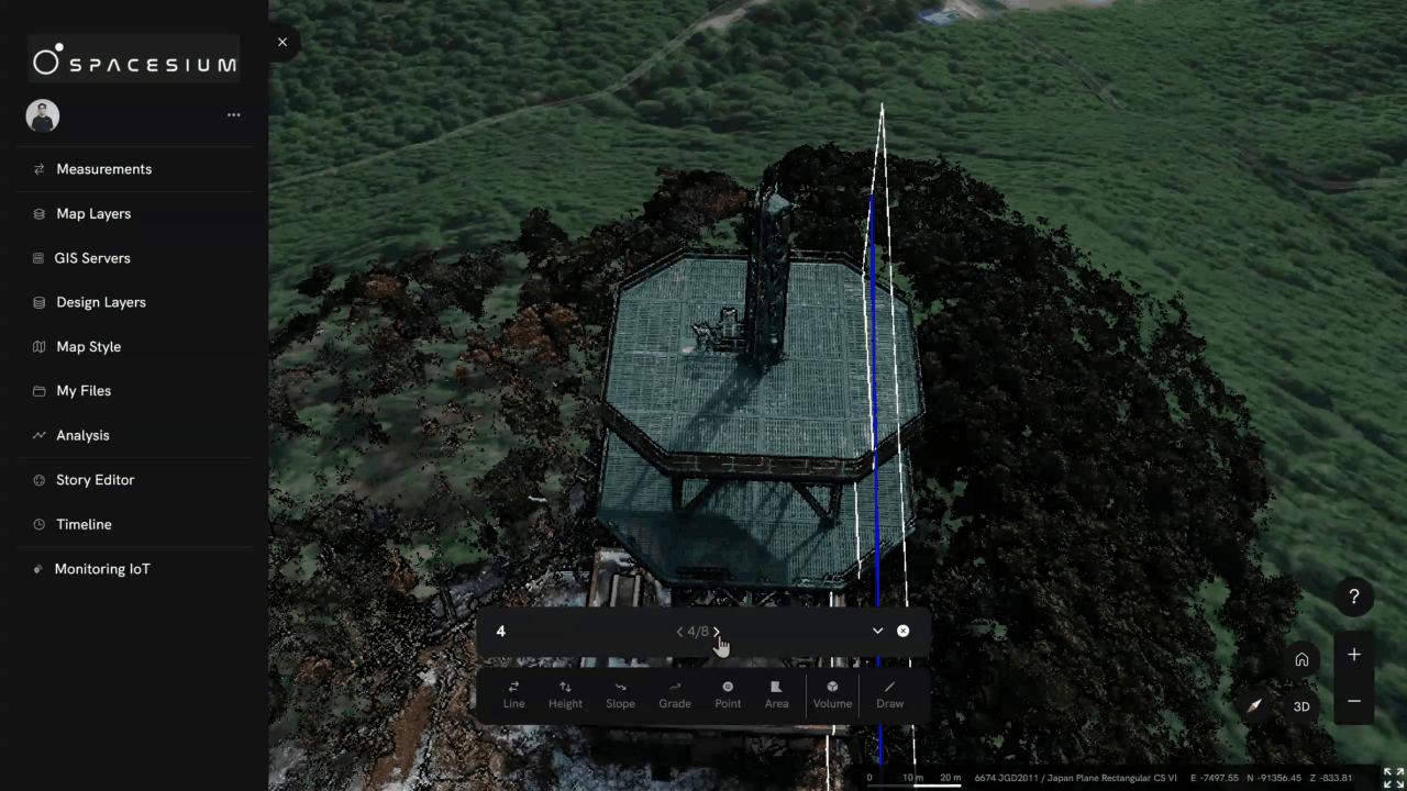 Spatial Data Point Cloud Visualization in Spacesium Web Platform on the Landing Page