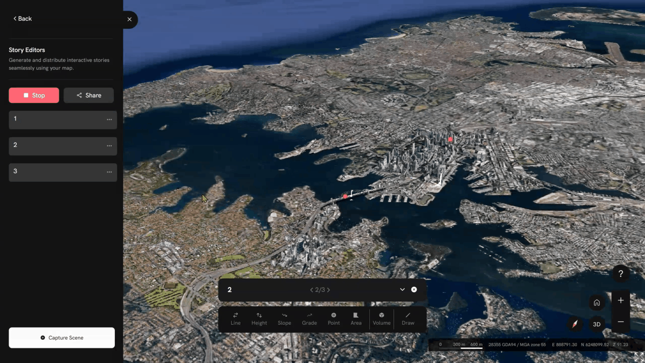 Spatial Project Visualization and Height Measurement Tool in Spacesium Web Platform on the Landing Page